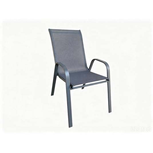 Set de 2 Sillas de Terraza Char, Gris, con Brazos y Patas de Metal