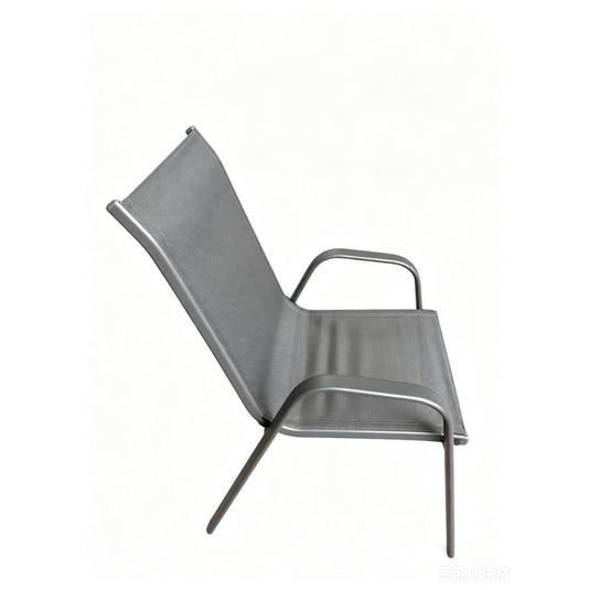 Set de 4 Sillas de Terraza Char, Gris, con Brazos y Patas de Metal