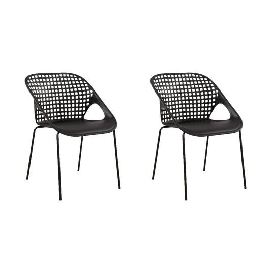 Set de 2 Sillas Senit con Brazos, Color Negro, con Espaldar y Diseño Moderno