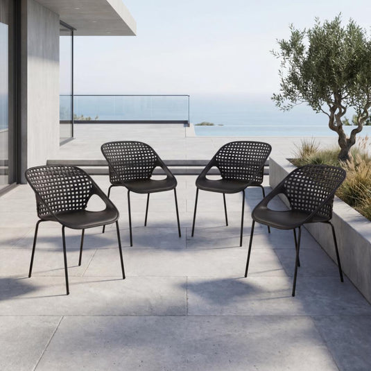 Set de 4 Sillas Senit con Brazos, Color Negro, con Espaldar y Diseño Moderno