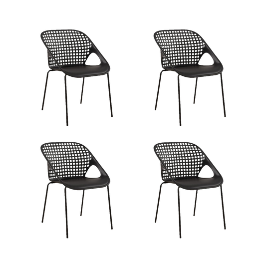Set de 4 Sillas Senit con Brazos, Color Negro, con Espaldar y Diseño Moderno