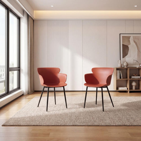Set de 2 Sillas Miami con Brazos, Color Rojo, con Espaldar y Diseño Moderno