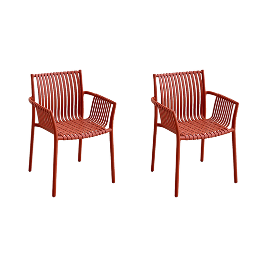Set de 2 Sillas Madrid con Brazos, Color Rojo, con Espaldar y Diseño Moderno