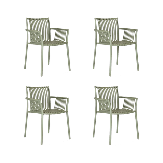 Set de 4 Sillas Madrid con Brazos, Color Verde Olivo, con Espaldar y Diseño Moderno