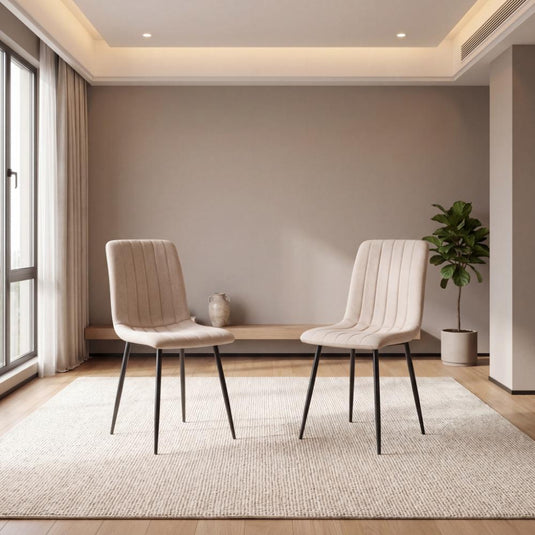 Set de 2 Sillas de Comedor Lusitano, Beige, con Espaldar y Diseño Moderno