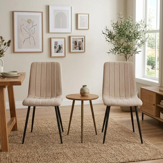 Set de 4 Sillas de Comedor Lusitano, Beige, con Espaldar y Diseño Moderno