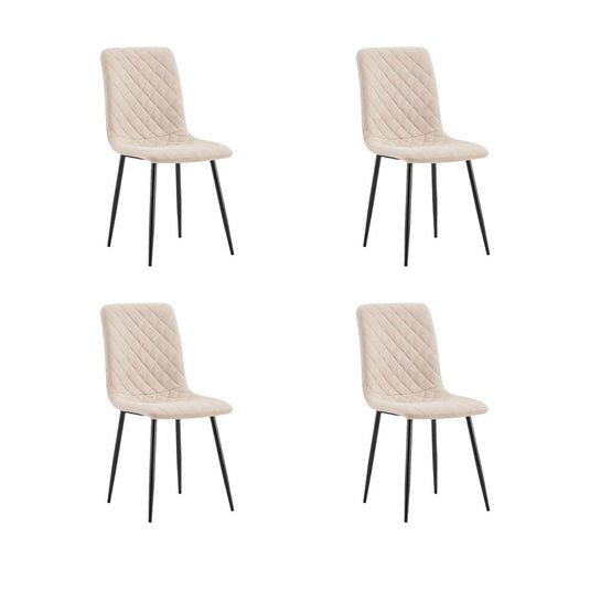 Set de 4 Sillas de Comedor Loretto, Beige, con Espaldar y Diseño Moderno