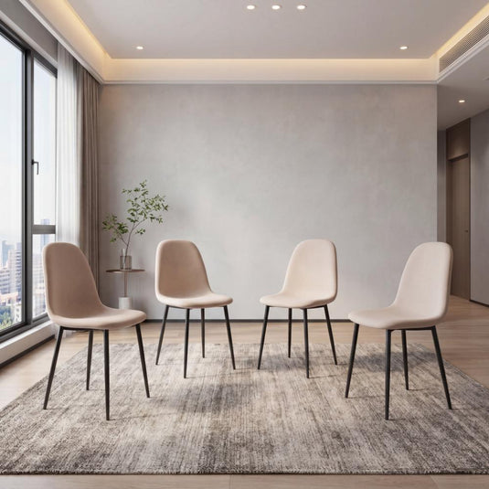 Set de 4 Sillas de Comedor Margarita, Beige, con Espaldar y Diseño Moderno