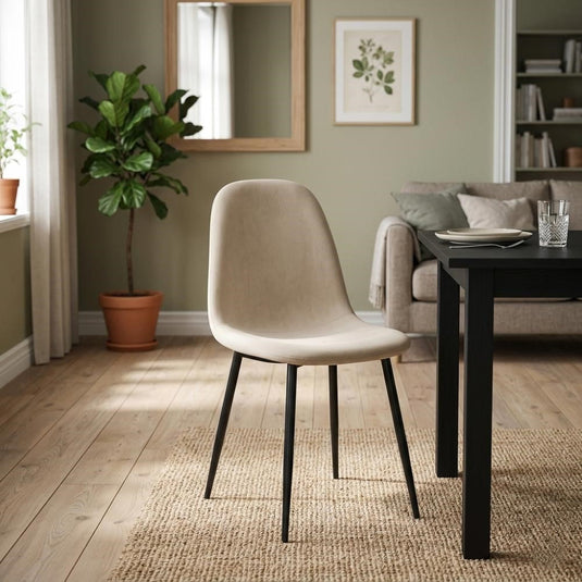 Set de 4 Sillas de Comedor Margarita, Beige, con Espaldar y Diseño Moderno