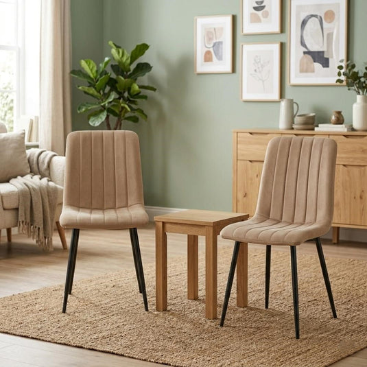 Set de 4 Sillas de Comedor Lusitano, Café, con Espaldar y Diseño Moderno