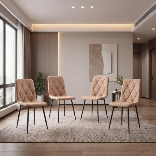 Set de 4 Sillas de Comedor Napoles, Café, con Espaldar y Diseño Moderno