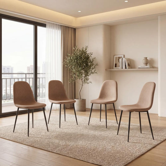 Set de 4 Sillas de Comedor Margarita, Café, con Espaldar y Diseño Moderno