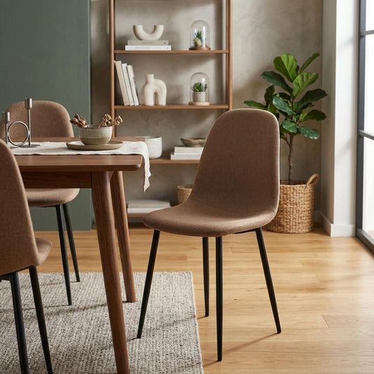 Set de 4 Sillas de Comedor Margarita, Café, con Espaldar y Diseño Moderno