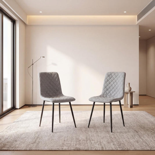Set de 2 Sillas de Comedor Sorrento, Gris Claro, con Espaldar y Diseño Moderno