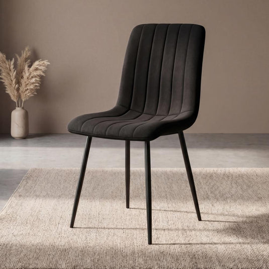 Silla de Comedor Lusitano, Negro, con Espaldar y Diseño Moderno