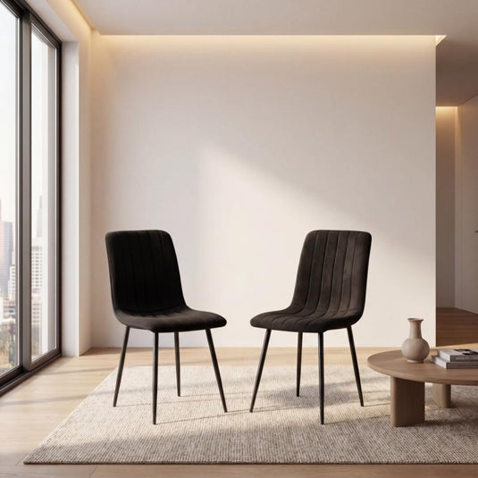 Set de 2 Sillas de Comedor Lusitano, Negro, con Espaldar y Diseño Moderno