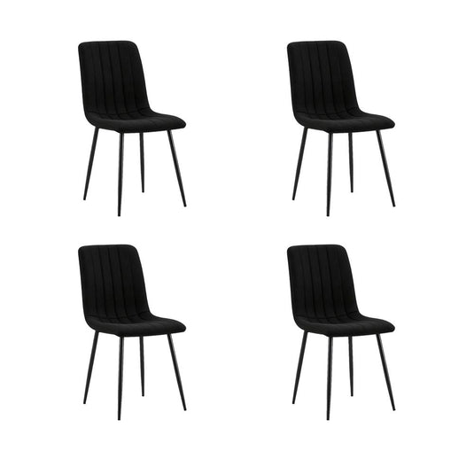 Set de 4 Sillas de Comedor Lusitano, Negro, con Espaldar y Diseño Moderno