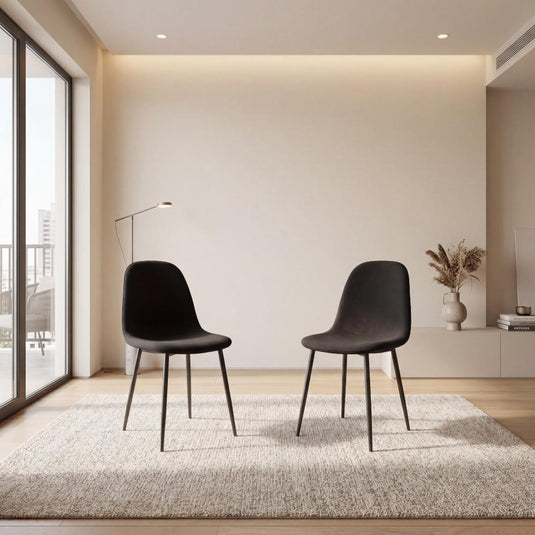 Set de 2 Sillas de Comedor Margarita, Negro, con Espaldar y Diseño Moderno