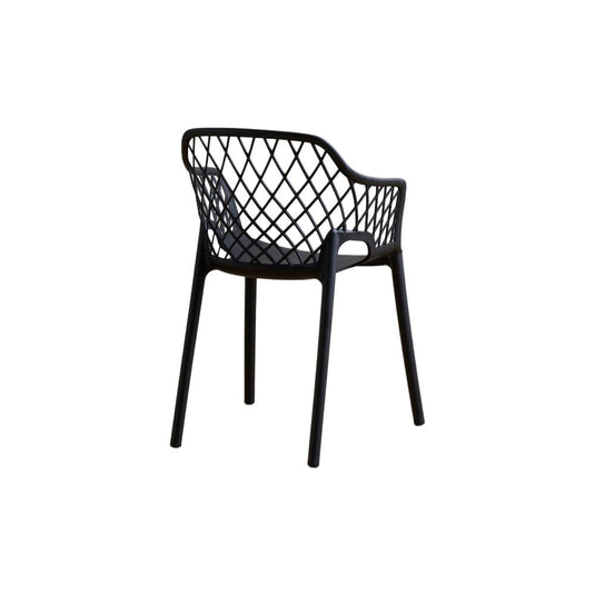 Set de 4 Sillas con Brazos Casablanca, Negro, con Espaldar en Diamantes y Estilo Moderno