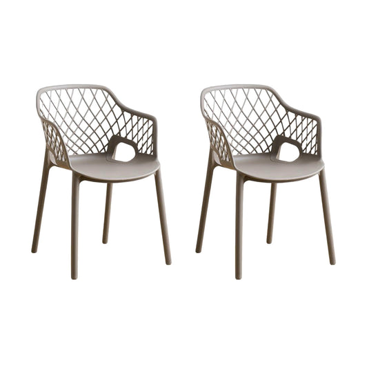 Set de 2 Sillas con Brazos Casablanca, Taupe, con Espaldar en Diamantes y Estilo Moderno