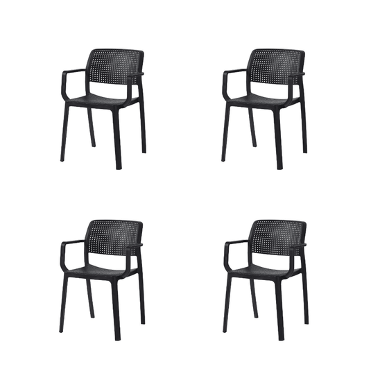 Set de 4 Sillas de Exterior Bilin, Wengue, con Cómodo Espaldar