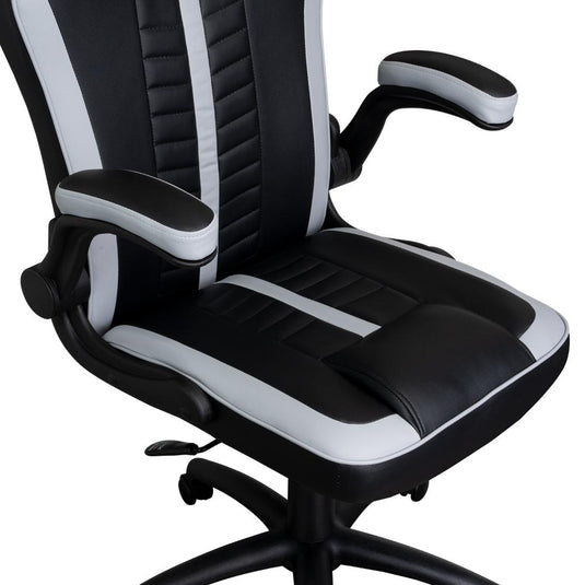 Silla Gamer Rismel, Negro y Gris, con espaldar reclinable y altura ajustable