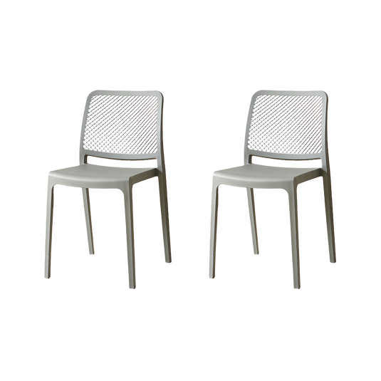 Set de 2 Sillas Manhattan, Gris Oscuro, con Espaldar en Rejilla y Diseño Minimalista