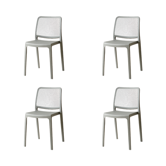 Set de 4 Sillas Manhattan, Gris Oscuro, con Espaldar en Rejilla y Diseño Minimalista