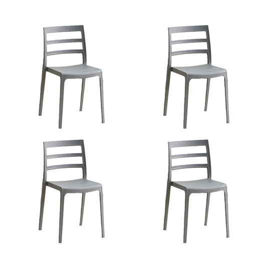 Set de 4 Sillas New York, Gris Oscuro, con Espaldar en Líneas y Diseño Minimalista
