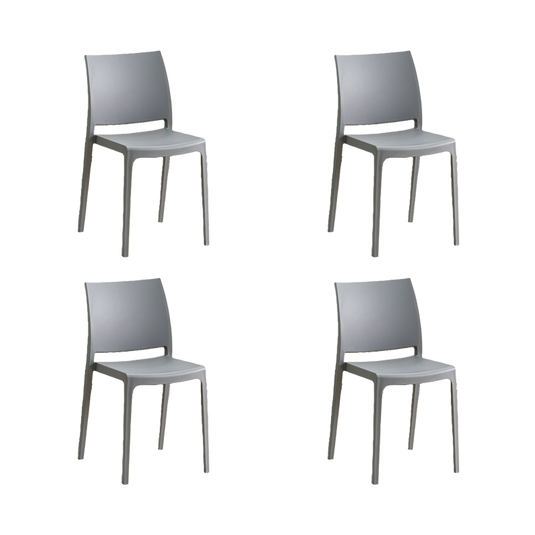 Set de 4 Sillas Soho, Gris Oscuro, con Espaldar Cerrado y Diseño Minimalista