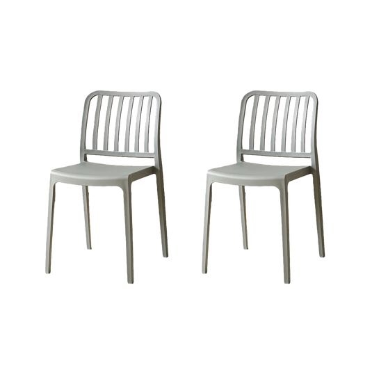 Set de 2 Sillas Brooklyn, Gris Oscuro, con Espaldar en Rayas y Diseño Minimalista