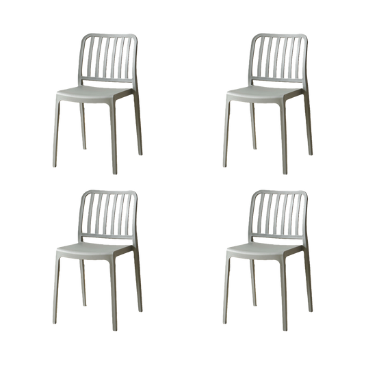 Set de 4 Sillas Brooklyn, Gris Oscuro, con Espaldar en Rayas y Diseño Minimalista