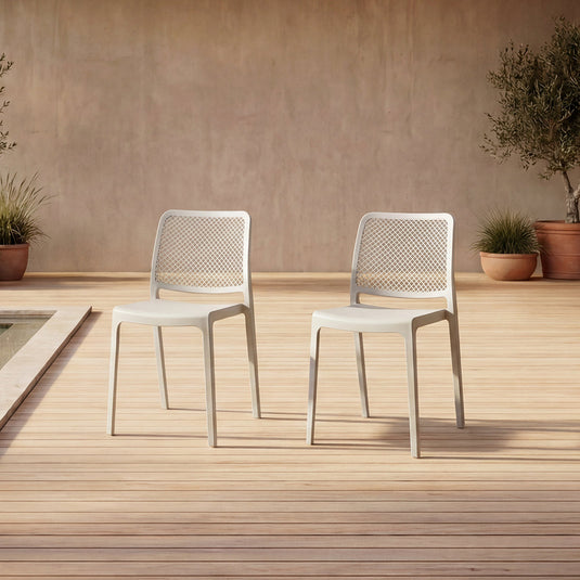 Set de 2 Sillas Bronx , Gris Oscuro, con Espaldar en Cuadrados y Diseño Minimalista