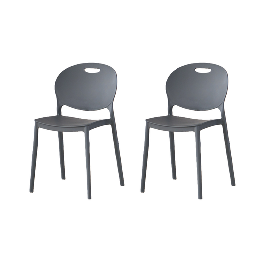 Set de 2 Sillas Queens, Gris Oscuro, con Espaldar Redondo y Diseño Minimalista