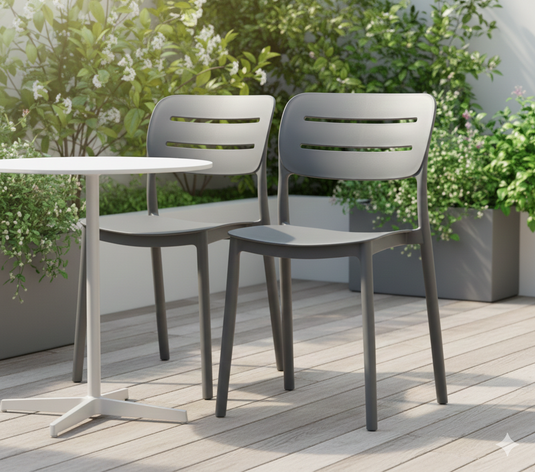 Set de 2 Sillas Harriman, Gris Oscuro, con Medio Espaldar y Diseño Minimalista