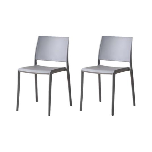 Set de 2 Sillas Toledo, Color Gris, con Espaldar Liso y Cuadrado, Diseño Moderno