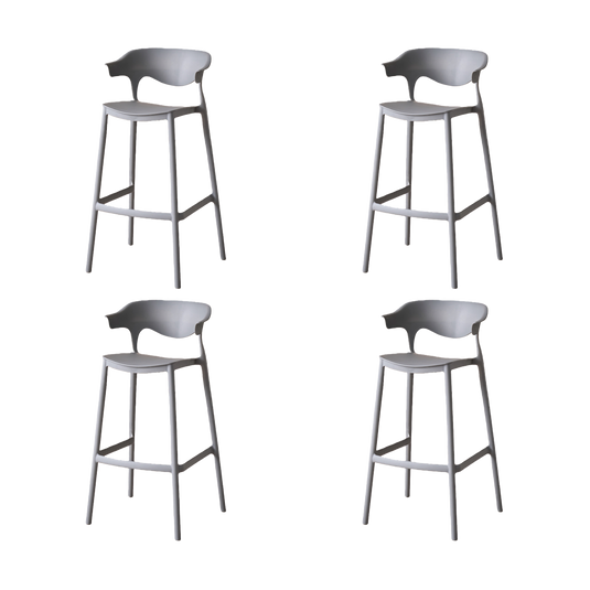 Set de 4 Sillas para Bar Elena, Color Gris Oscuro, Diseño Moderno