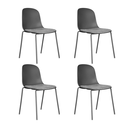Set de 4 Sillas con Cojín Aiara, Color Gris Oscuro, Diseño Moderno