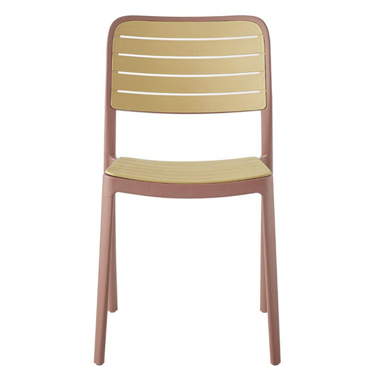 Silla Carolina, Color Terracota y Beige, con Espaldar de Líneas Horizontales