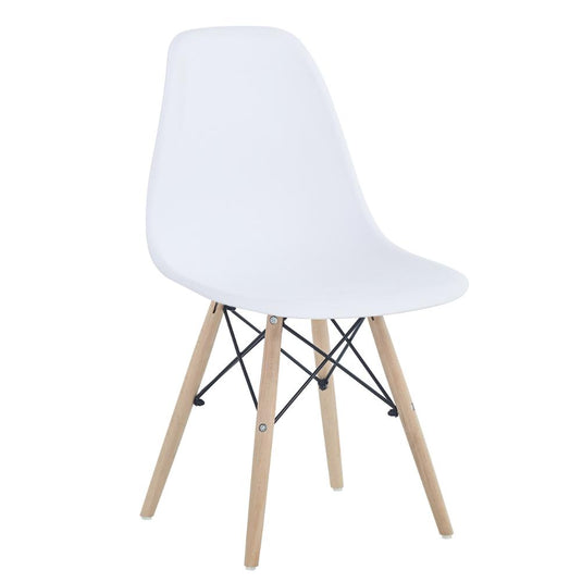 Silla Eames, Color Blanco, con Patas de Madera