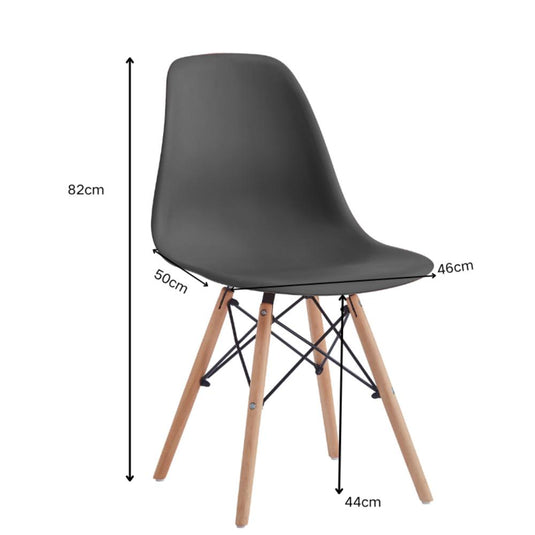 Set de 4 Sillas Eames, Color Negro, con Patas de Madera