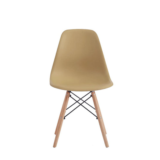 Silla Eames, Color Taupe, con Patas de Madera