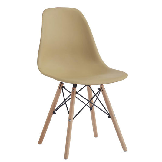 Silla Eames, Color Taupe, con Patas de Madera