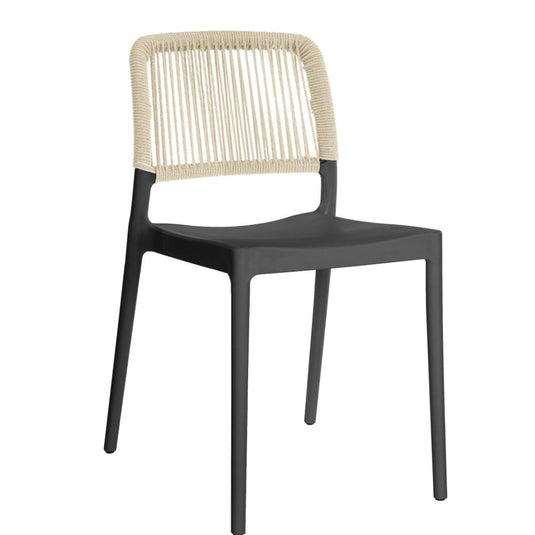 Set de 4 Sillas Houston, Color Negro, con Espaldar Tejido