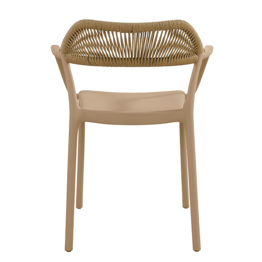 Set de 2 Sillas con Brazos Bombay, Khaki y Beige, con Espaldar en Cuerdas y Diseño Moderno