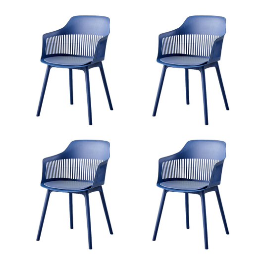 Set de 4 Sillas con Cojín Max, Color Azul, con Espaldar en Rejilla