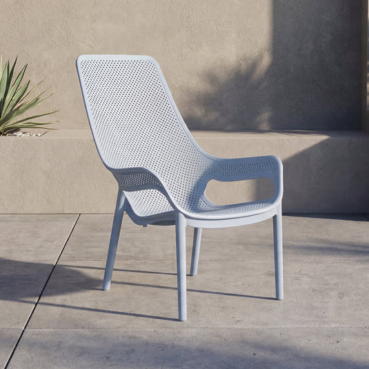 Silla Lounge Mayorca, Azul Claro, con espaldar y reposa brazos