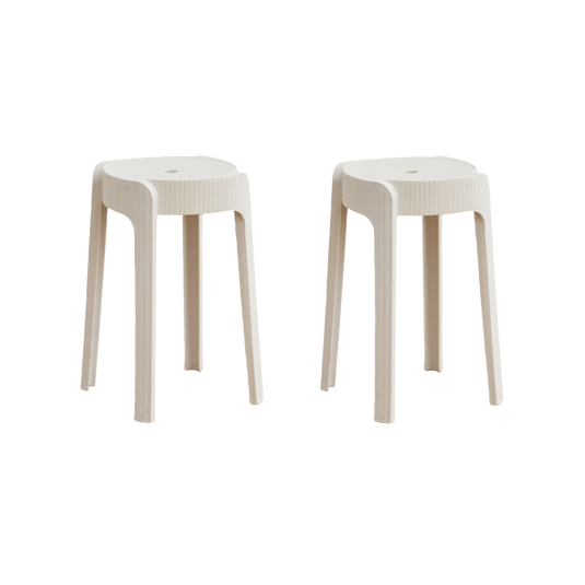 Set de 2 Butacos Apilable Maison, Color Blanco, Diseño Moderno