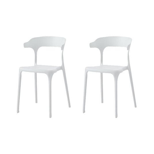 Set de 2 Sillas Elena, Color Blanco, con Espaldar y Diseño Moderno