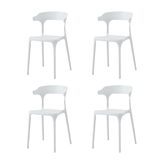 Set de 4 Sillas Elena, Color Blanco, con Espaldar y Diseño Moderno